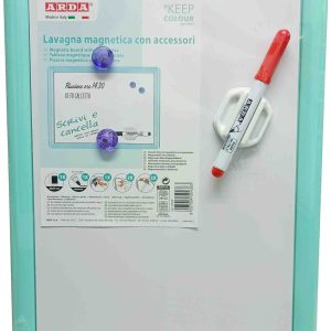 PIZARRA BLANCA MAGNETICA DE 29X39CM. A3. CON ROTULADOR, BORRADOR, IMANES. MARCO DE COLOR PASTEL. DE ARDA 974P. PRECIO POR UNIDAD