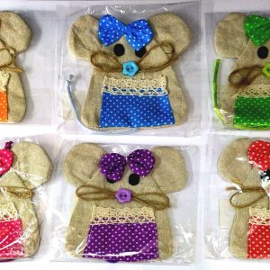 BOLSA RATONCITO PEREZ DE YUTE DECORADA. PRECIO POR UNIDAD.