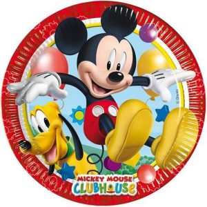 PLATO DE CARTON DE MICKEY DE 23CM. CON 8 UNIDADES POR PACK.