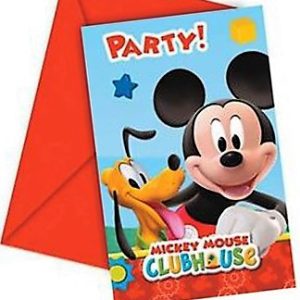 INVITACION PARA CUMPLEAÑOS CON SOBRE DE DISNEY EN PACK DE 6 UNIDADES