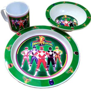 VAJILLA DE PLASTICO POWER RANGERS DE 3 PIEZAS. 080007