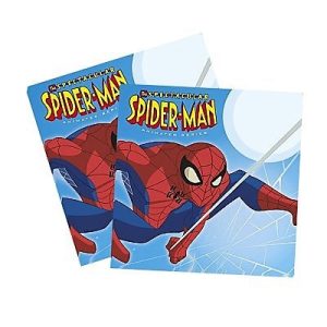 SERVILLETAS DE PAPEL DE 33X33CM. DE SPIDERMAN EN PAQUETES DE 20 UNIDADES.