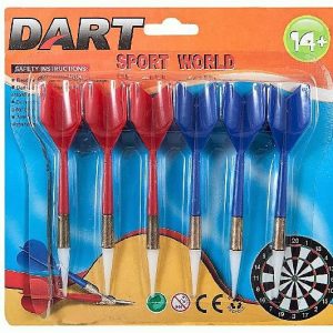 DARDOS CON PUNTA DE PLASTICO EN BLISTER DE 6 UNIDADES.