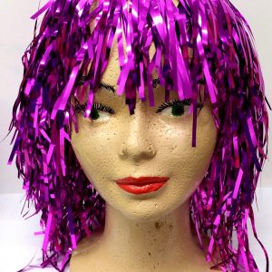 DISFRAZ PELUCA METALIZADA FUCSIA