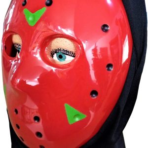 DISFRAZ DE CARETA MASCARA ROJA DE HALLOWEEN CON TELA. ATOSA 51479.