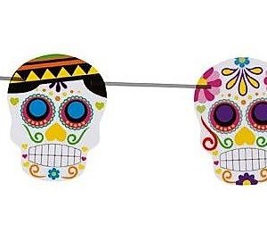 GUIRNALDA DE CALAVERA DECORADA PARA HALLOWEEN DE 2 METROS.