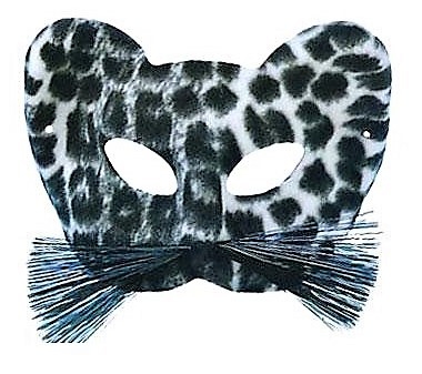 DISFRAZ DE ANTIFAZ MASCARA DE GATO DE PAÑO NEGRO Y BLANCO - Imagen 2