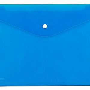 Sobre portadocumentos con cierre de broche. Color azul. Para A4