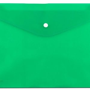 Sobre portadocumentos con cierre de broche. Color verde. Para A4