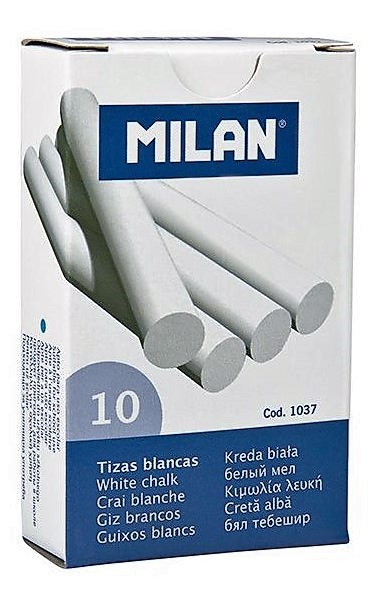 TIZA BLANCA CAJA DE 10 UNIDADES. ANTIPOLVO. MARCA MILAN 1037 - Imagen 3