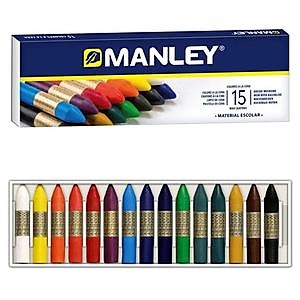 Ceras blandas de colores Manley en caja de 15 Unidades.