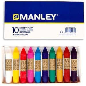 Ceras blandas de colores Manley en caja de 10 Unidades.