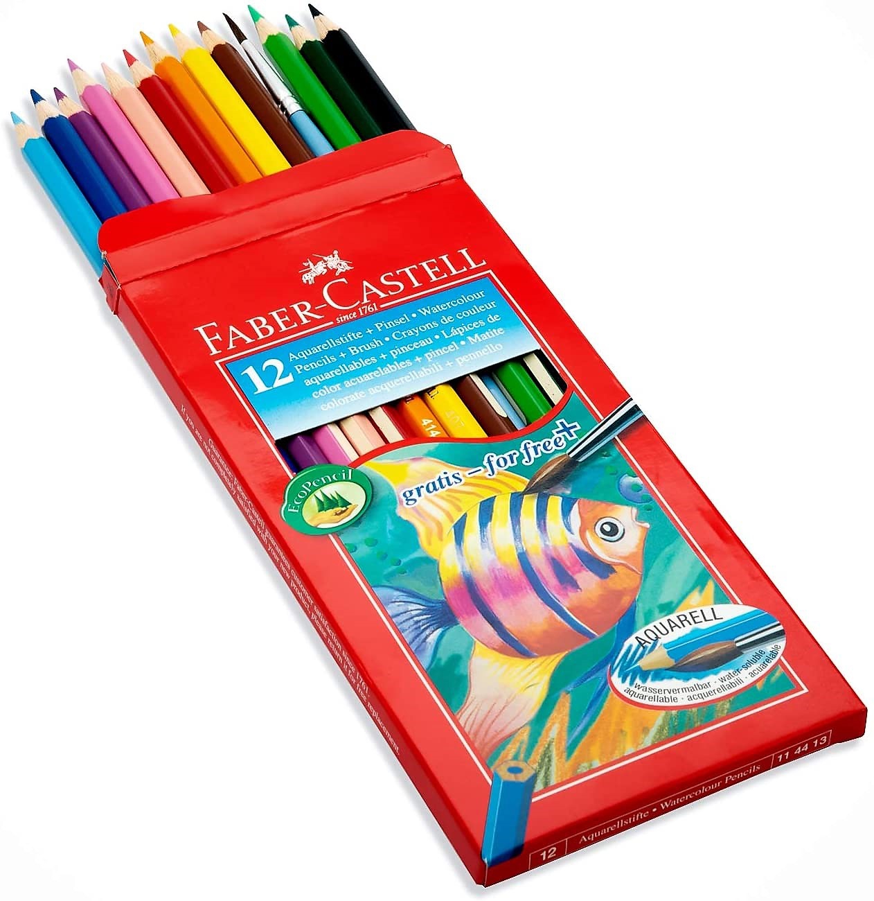 LAPIZ DE COLOR FABER-CASTELL CAJA DE 12 UNIDADES AQUARELABLE