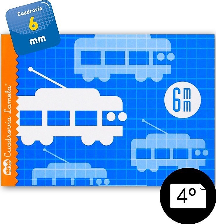 LIBRETA TAMAÑO A5 4º APAISADO CUADROVIA DE 6MM CON 16 HOJAS GRAPADA DE LAMELA