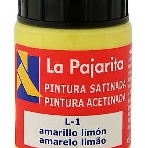 PINTURA BASE DE LATEX COLOR AMARILLO LIMON. BOTE DE 35ML LA PAJARITA.