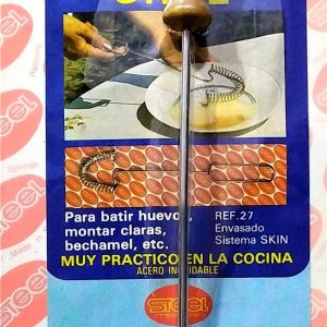 BATIDOR DE MUELLES FORMA PLANO DE ALAMBRE INOXIDABLE MUY PRACTICO EN LA COCINA. REF. 27 STEEL.