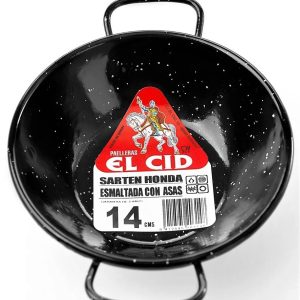 SARTEN HONDA DE PORCELANA DE 2 ASAS DE 14CM. ESMALTADAS.