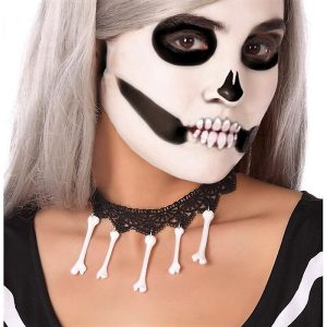 GARGANTILLA CON ENCAJE Y HUESOS. PARA HALLOWEEN. 58663 ATOSA.