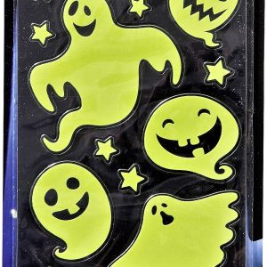 PEGATINAS DE FANTASMAS Y ESQUELETOS LUMINOSA FLUORESCENTE. EN BLISTER.