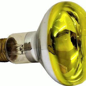 BOMBILLA DE 220V60W E27 80MM REFLACTORA AMARILLA.