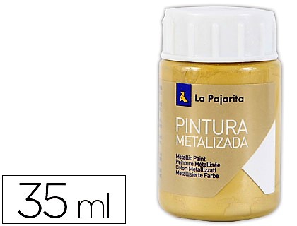 PINTURA METALIZADA DE COLOR ORO RICO. MARCA LA PAJARITA. CONTIENE 35ML.