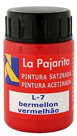PINTURA BASE DE LATEX COLOR BERMELLON. BOTE DE 35ML LA PAJARITA.