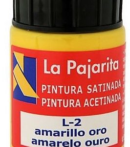 PINTURA BASE DE LATEX COLOR AMARILLO ORO. BOTE DE 35ML LA PAJARITA.
