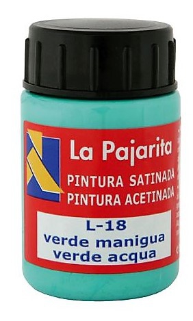 PINTURA BASE DE LATEX COLOR VERDE MANIGUA. BOTE DE 35ML LA PAJARITA.