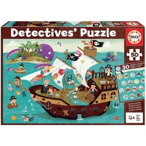 PUZZLE DE 50 PIEZAS PIRATAS DETECTIVES 18896 EDUCA. MEDIDAS 28X40CM.