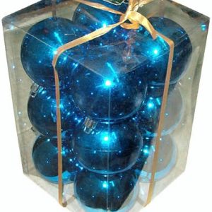 BOLA DE NAVIDAD AZUL DE 7CM. EN PACK DE 12 UNIDADES.