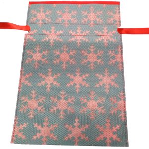 BOLSA DE TELA MOTIVOS NAVIDEÑOS CON CIERRE DE LAZO. MEDIDAS 20X30CM. 324943 POESSA.