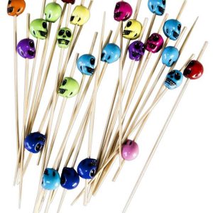 PALILLOS DE PINCHITOS DE MADERA DE 12CM. EN BLISTER DE 24 UNIDADES. DECORADOS.