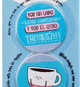 ESPEJO DOBLE PARA BOLSO, NORMAL Y DE AUMENTO. CON  DIBUJO Y FRASES SURTIDAS.