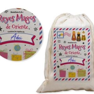 SACO REGALOS REYES MAGOS GRANDE 50X69CM. PERSONALIZABLE CON TU NOMBRE. 329987 ISMARK