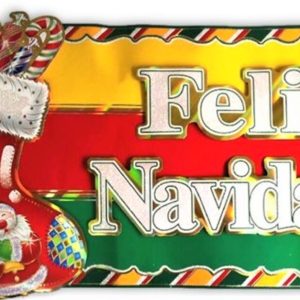 CARTEL DE FELIZ NAVIDAD EN RELIVE. 72.5X39CM.