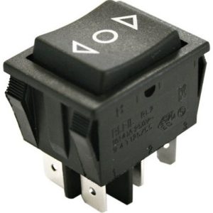 INTERRUPTOR BIPOLAR DE 3 POSICIONES CON RETORNO DE 16A. 250V. FASTON ON-OFF. DE COLOR NEGRO.