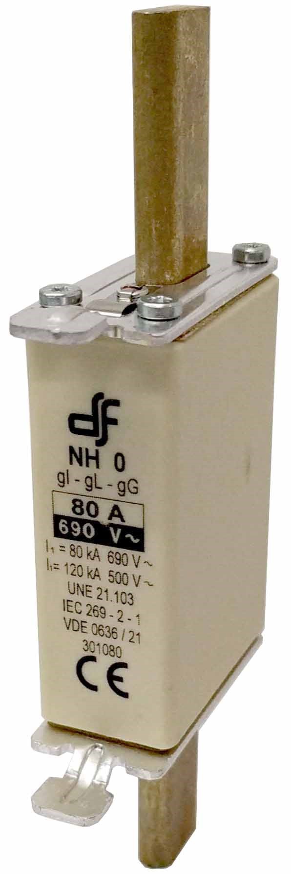 FUSIBLE DE CUCHILLA 80A. NH0/C0. 690V. MD. DF 301080. - Imagen 2