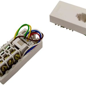 ENCHUFE DE 6 VIAS DE TELEFONIA PARA CANALETA CUBRECABLES TIPO BTC-6. QUINTELA 43216.