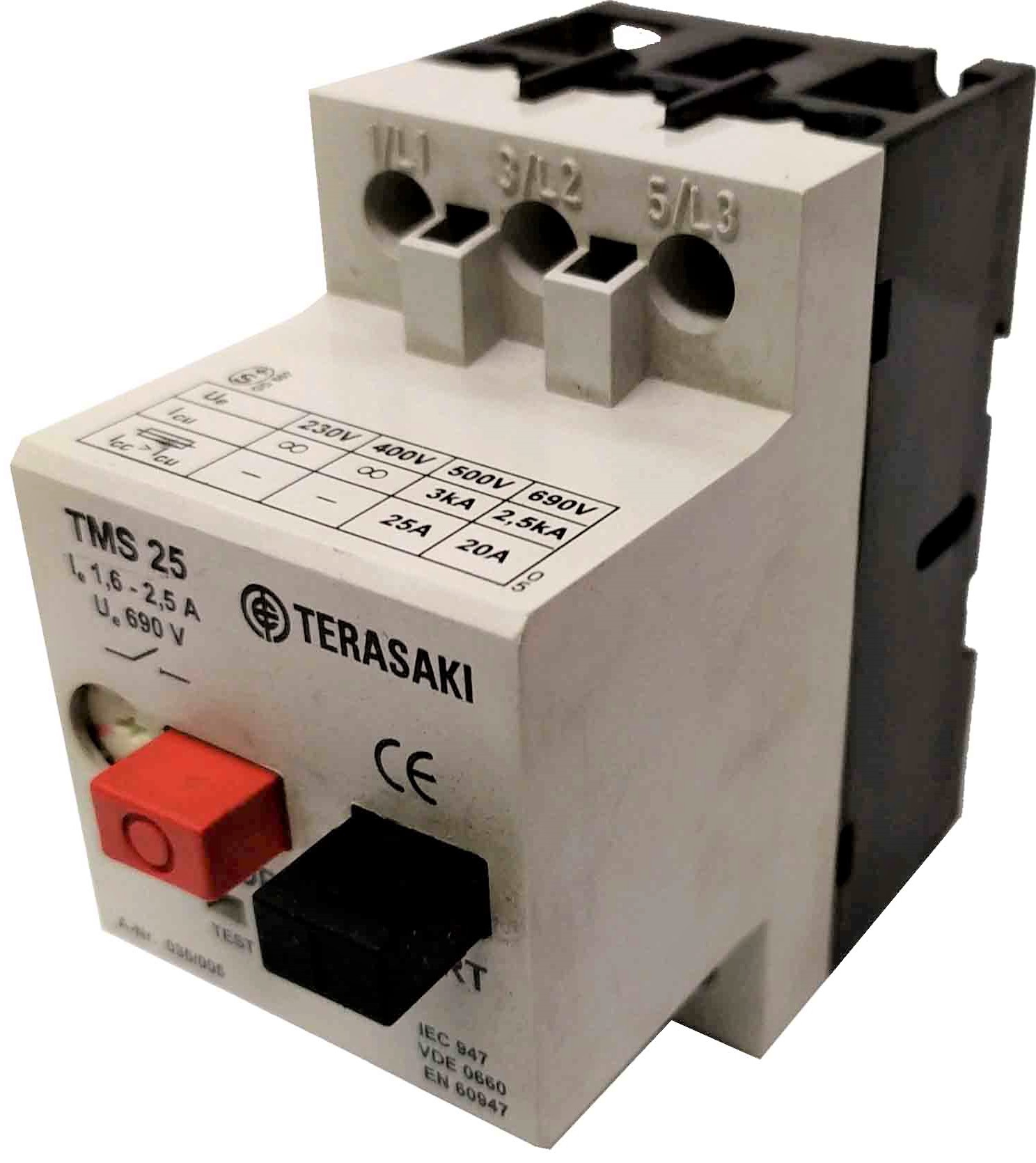 INTERRUPTOR GUARDAMOTORES TMS 25 – 1.6 – 2.5A. 690V. TERASAKI 035/005. - Imagen 4