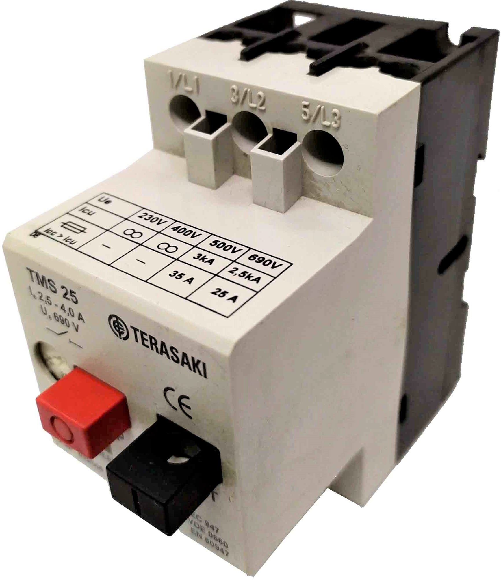 INTERRUPTOR GUARDAMOTORES TMS 25 – 2.5 – 4.0A. 690V. TERASAKI 035/006. - Imagen 4