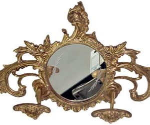 PERCHA DE LATON CON ESPEJO PEQUEÑO REDONDO