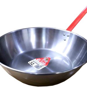 SARTEN DE HIERRO PULIDO HONDA DE 32CM. CON MANGO MARCA EL CID.