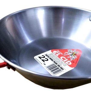 SARTEN DE HIERRO PULIDO HONDA DE 22CM. CON DOS ASAS MARCA EL CID.
