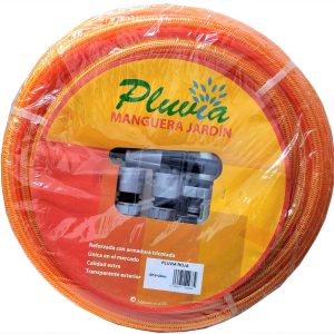 MANGUERA PARA JARDIN TRENZADA ROJA DE 20MT. Y DE 15X19MM INTERIO/EXTERIOR. MAS ACCESORIOS.