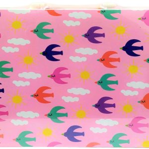 MALETIN INFANTIL DE PLASTICO CON ASA MOTIVOS DE PAJAROS Y ABEJAS. PRECIO POR UNIDAD.