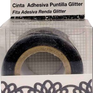 CINTA ADHESIVA PUNTILLA GLITTER CON PURPURINA 22MMX3M CENEFA. MARCA PAMPY. PRECIO POR UNIDAD.