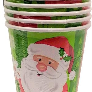 VASO DE CARTON DE 270ML. NAVIDEÑO DE PAPA NOEL. EN PAQUETES DE 8 UNIDADES.