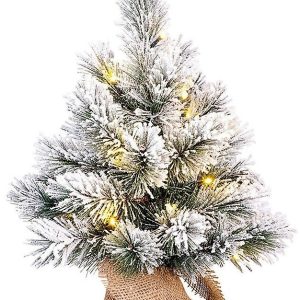 ARBOL DE NAVIDAD CON PEANA 30CM CON 10 LUCES LED. NIEVE EFECTO ESCARCHA. (F-BRIGHT 00515).