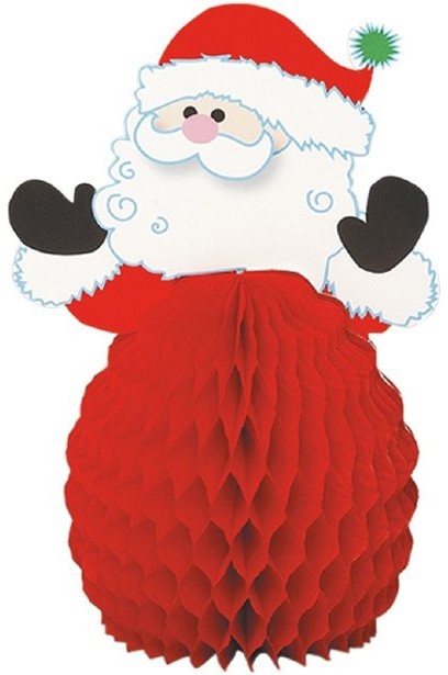 FIGURA DE PAPEL EN FORMA DE PANAL DE PAPA NOEL DE 15CM. EN PAQUETES DE 4 UNIDADES. - Imagen 2