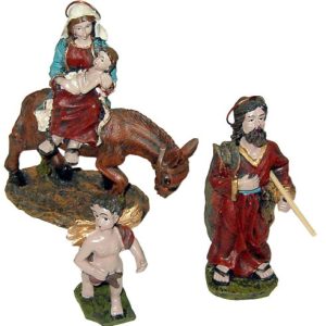 FIGURAS EN BLISTER DE BURRA CON LA VIRGEN, SAN JOSE, EL NIÑO Y EL ANGEL. DECORACION NAVIDEÑA PARA BELENES. PRECIO POR BLISTER.